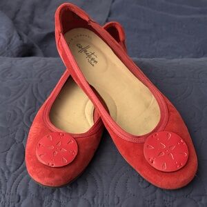 Clarks Red Women's Flats with Decorative Accent